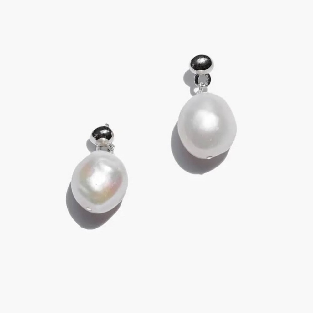 MUNS Perla baroque raw pearl drop earrings sterling silver